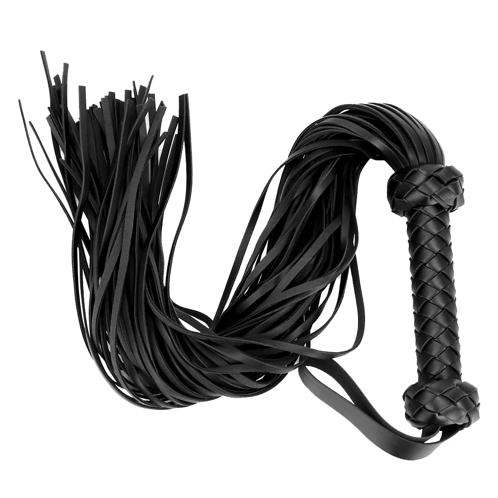 Fetish BlackRed PU Leer Zweep Flogger Handvat Spanking Paddle Knoet Flirt BDSM Volwassen Spel Erotische sexy Speelgoed voor Vrouwen Koppels