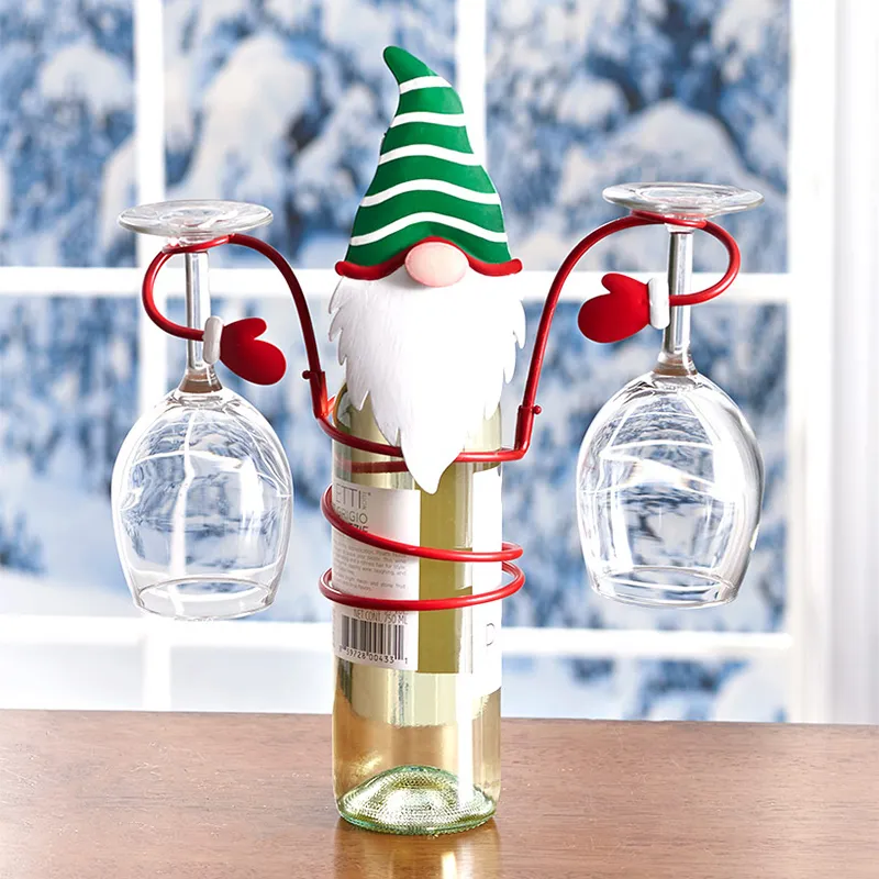 Holiday Wine Bottle Glass Titulares de Natal Organizador do Rack Festival Decoração de Desktop D1220509