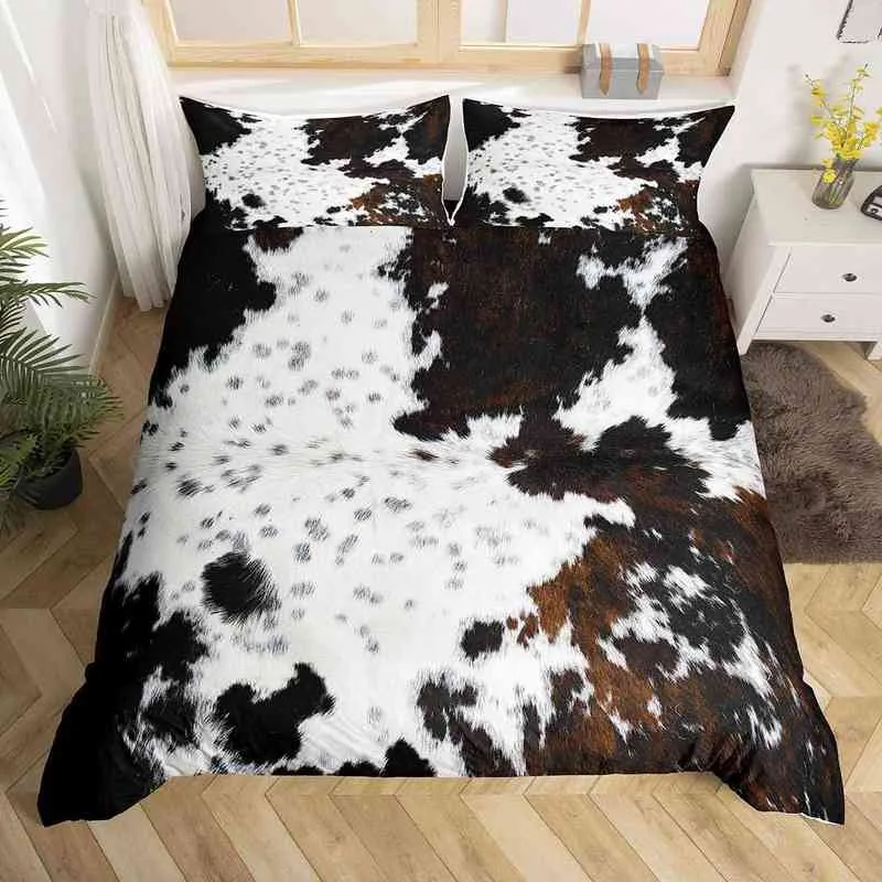 Ensemble de housse de couette en peau de vache, ensemble de literie en patchwork de fourrure de vache à imprimé d'animaux de ferme pour enfants garçons filles housse de couette de style ferme occidentale L27827940