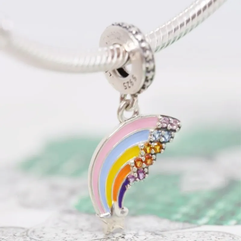 Colorful Rainbow Dangle Charm 925 Silver Pandora Charms for Bracelets DIY Jewelry Making kits Loose Beads Silver wholesale 799351C01