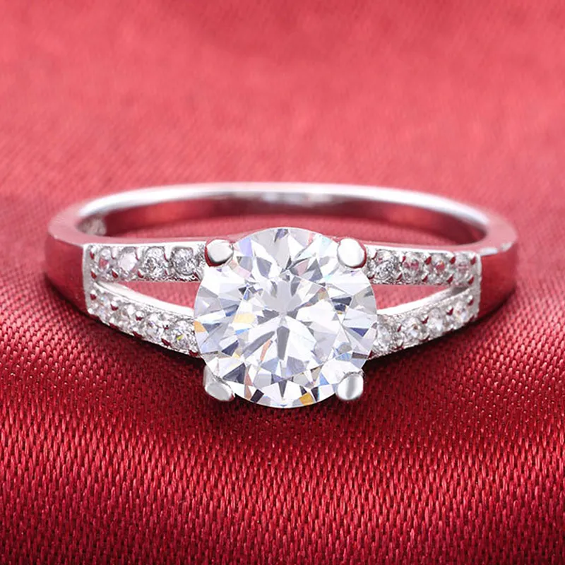 Solid Real 925 sterling zilveren ring bruiloft engagement belofte ringen voor vrouwen twee kleuren vinger sieraden