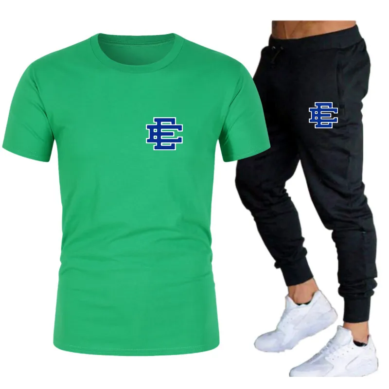 Casual Hommes Ensembles Survêtement Été Hommes Pantalons Deux Pièces Ensemble T-shirt Marque Piste Vêtements Gym Entraînement Mâle Pantalons De Survêtement Costumes De Sport 220613