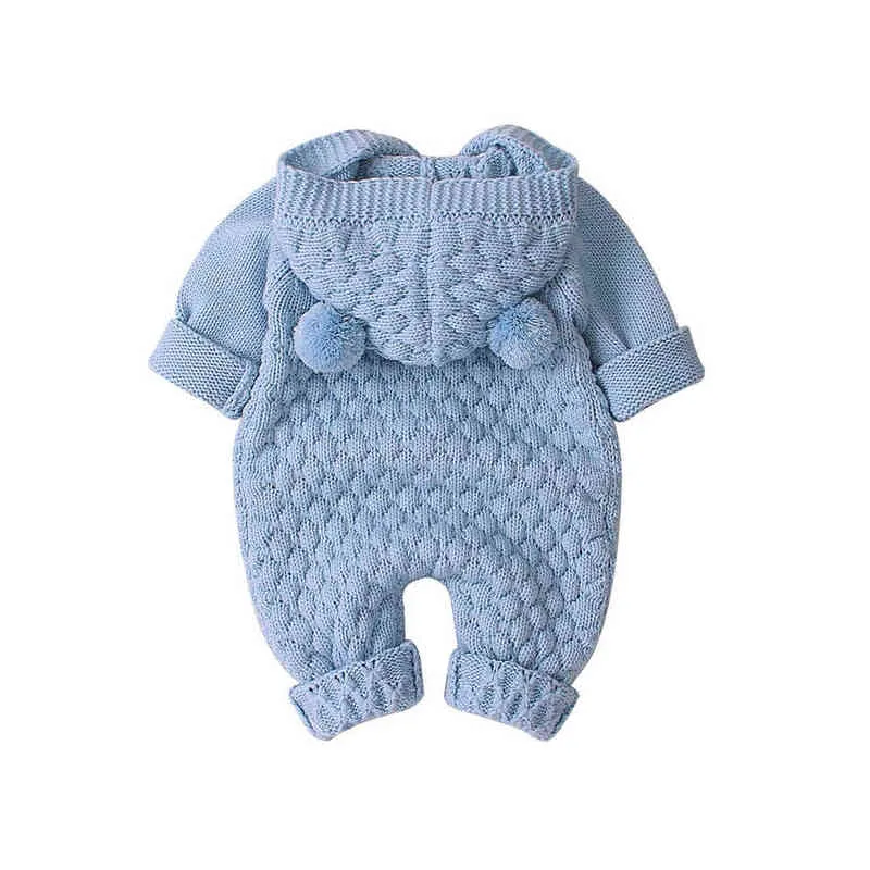 Neonato Neonate Ragazzi Tuta Inverno Nuovo Cappotto caldo Maglia Capispalla Tuta con cappuccio Solido Carino Morbido Confortevole Piuttosto Set G220521