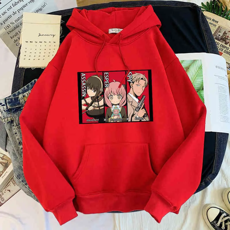 Anya Spy X Family Forger Clan Art Hoodies Men Anime Loose Streetwear Harajuku Hoody Autumn Casual Pocket New Mens Pullover Y220713
