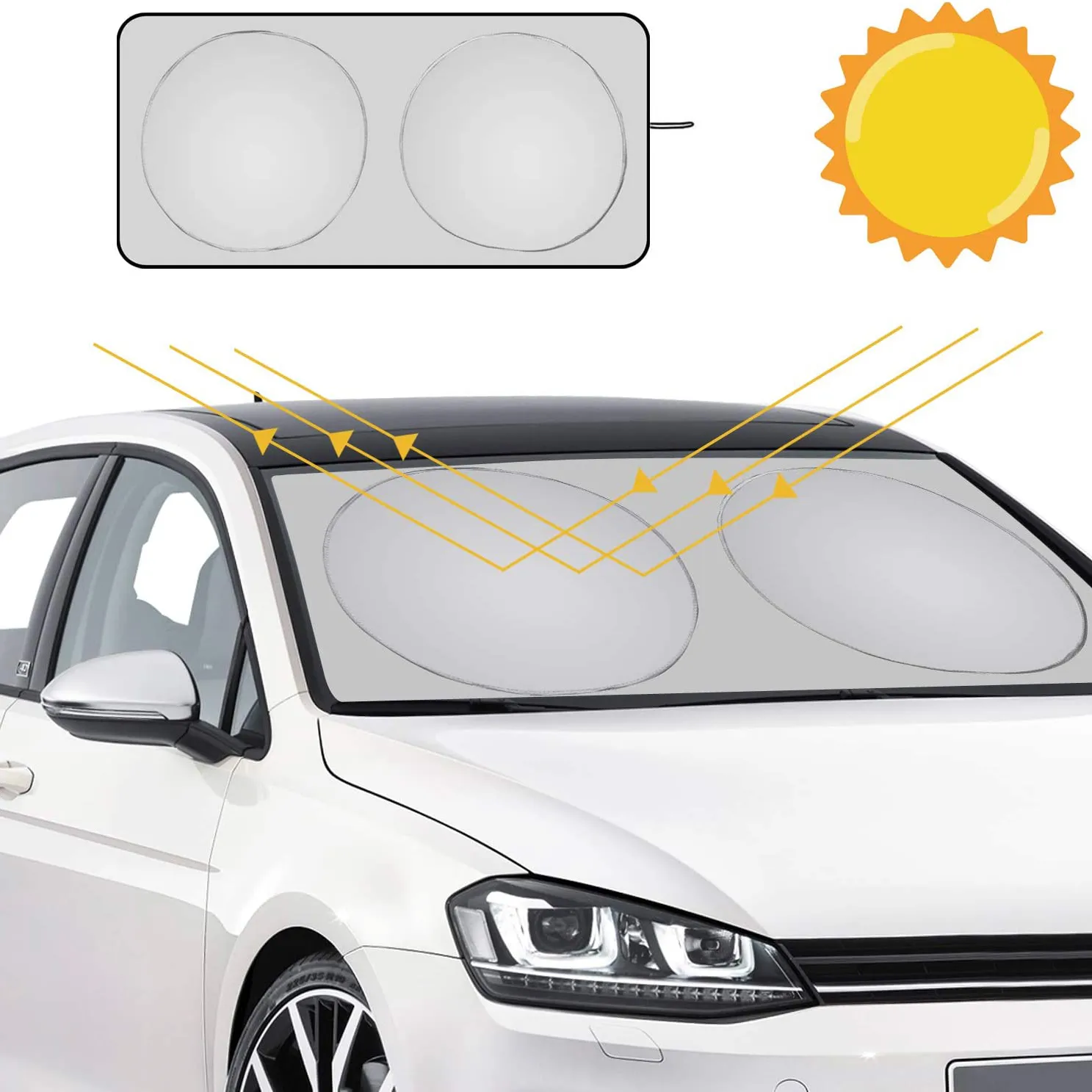 UV Reflecting Foldable Car SunShade Front Windshield Sun Shade Windscreen Flexible Size for Auto SUV Truck