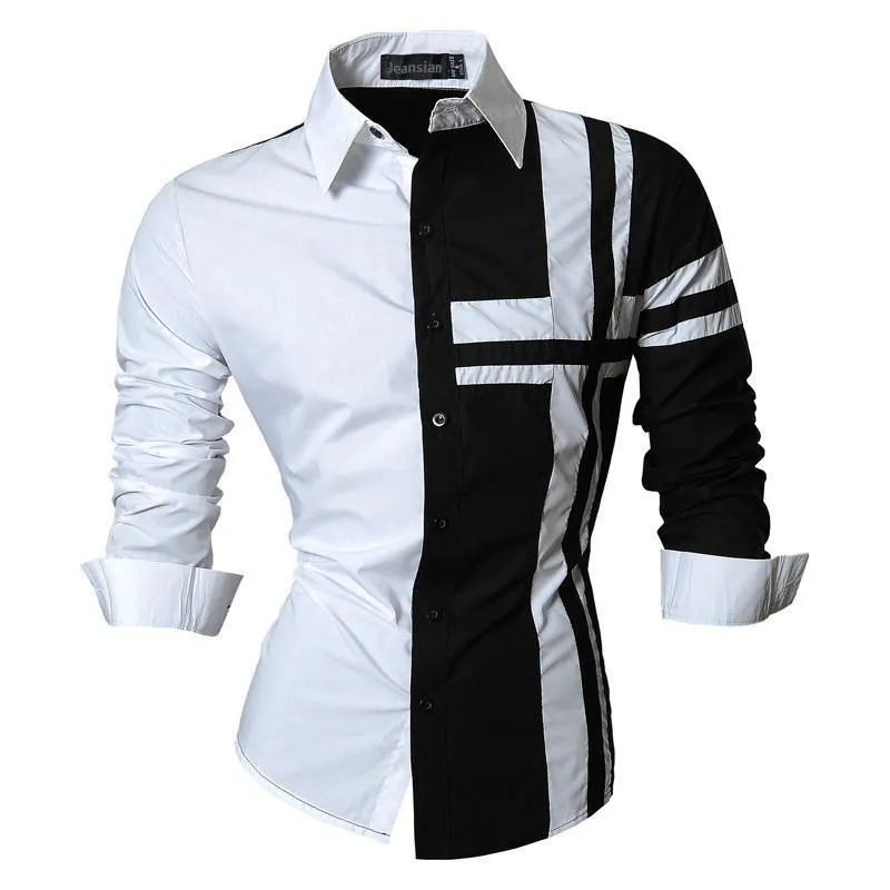 Jeansian Camisas de vestir para hombres Casual Elegante Manga larga Diseñador Botón abajo Slim Fit 8397 WineRed 220322