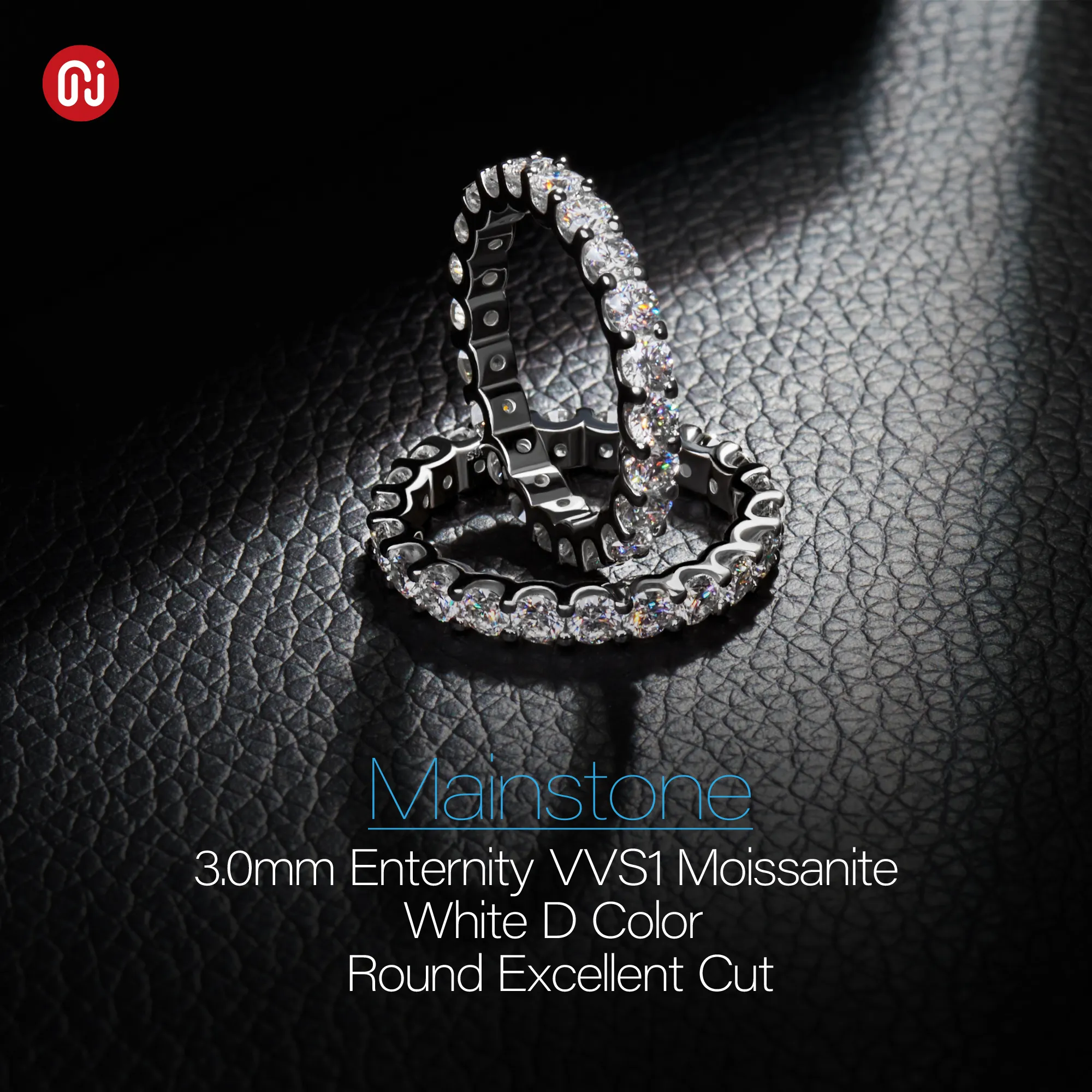 Gigajewe Gigajewe Moissanite Full Eternity Ring 2 0-2 4CT 3 0mm D VVS1 Rund klippt 925 Silver Diamond Test Passe Woman Girl Gift GM245R