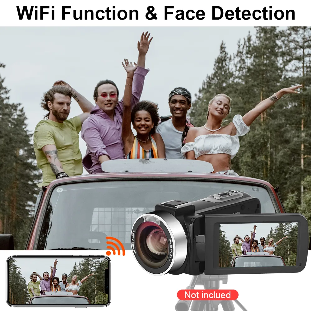 4K Ultra HD Camera Vídeo Vlogging Câmera de Vídeo para YouTube 3.0inch 48MP 16X Digital Zoom com WiFi Function Camcorder