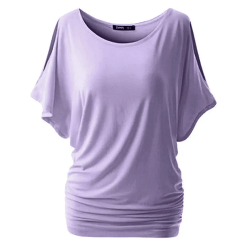 Kadınlar tişört yaz seksi omuz rahat gevşek kısa yarasa kolu kadın tişört vahşi artı boyutu giyim 220628