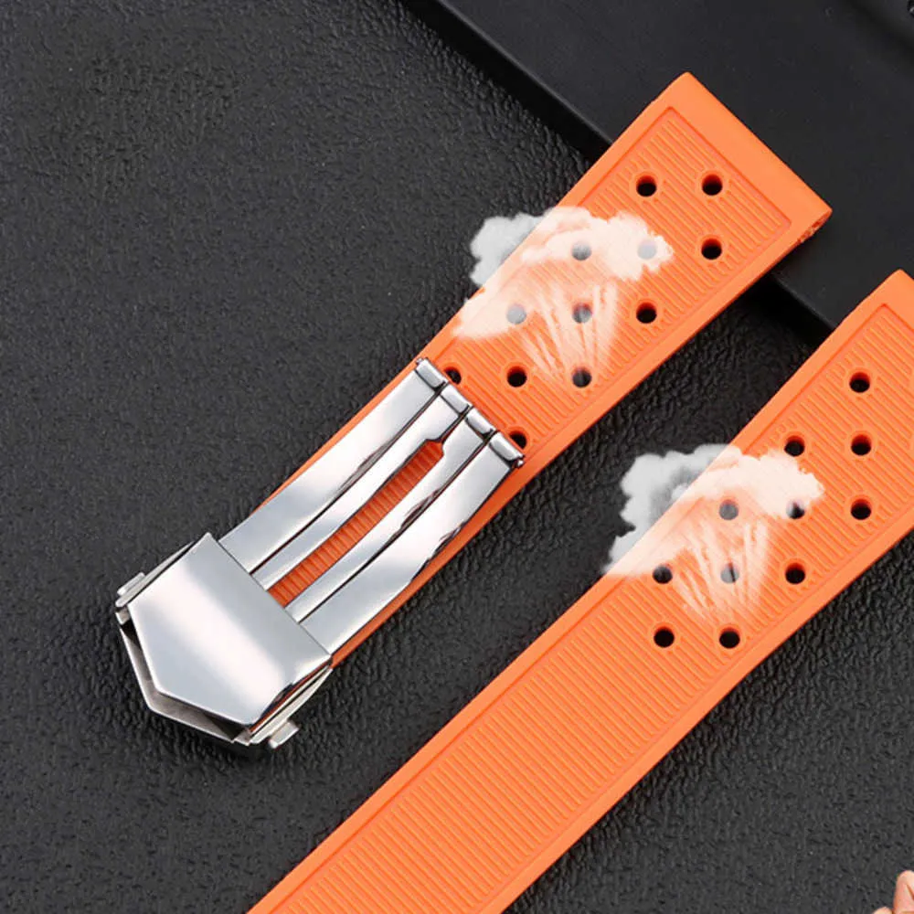 22mm Silicone Watch Band For TAG Heuer F1 Carlera Diving Breathable Rubber Strap Durable Belt Watch Accessories