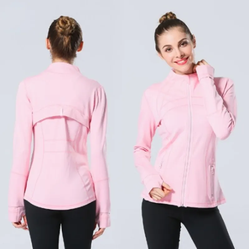 Long Sleeve Yoga Jacket Women Define Workout Sports Zipper Coat Jackets Fitness Sport Quick Dry Activewear Clothes Top Solid Zip Up Sweatshirt Sportwear