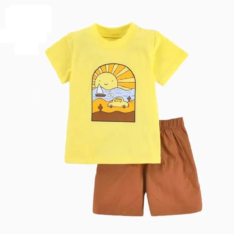 半袖プリントTシャツショート男の子の夏の服セット幼児幼児服生まれた少女衣装生まれた赤ちゃん220602