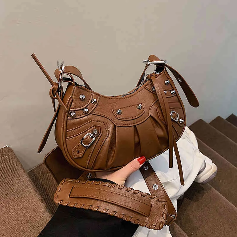 Handbags 70% Off rivet wrinkled dumpling bag 2022 new sling one shoulder texture messenger women's Purses