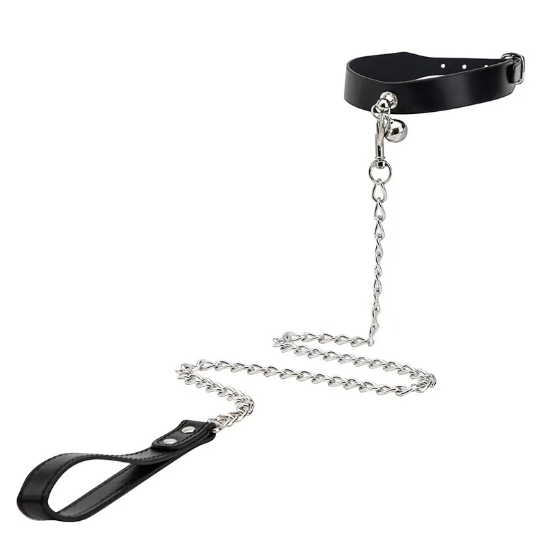 Fetish Bondage Gear Slut Slave sexy Collar Leash Steel Chain Restricts Dog Punish Neck Collars Toys for Woman Man