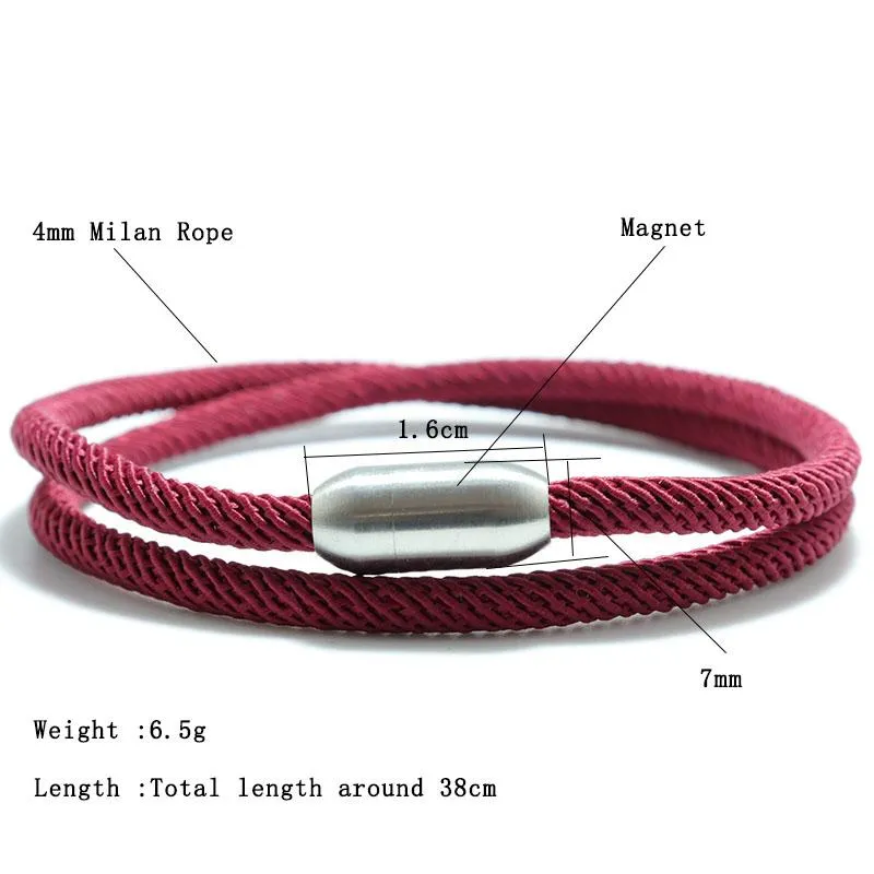 Charme Pulseiras Minimalista Duplo Milan Corda Homens Mulheres Criativas Ímã Braslet Acessórios Yoga Meditação Braclet Vermelho Pulseras Gi196a