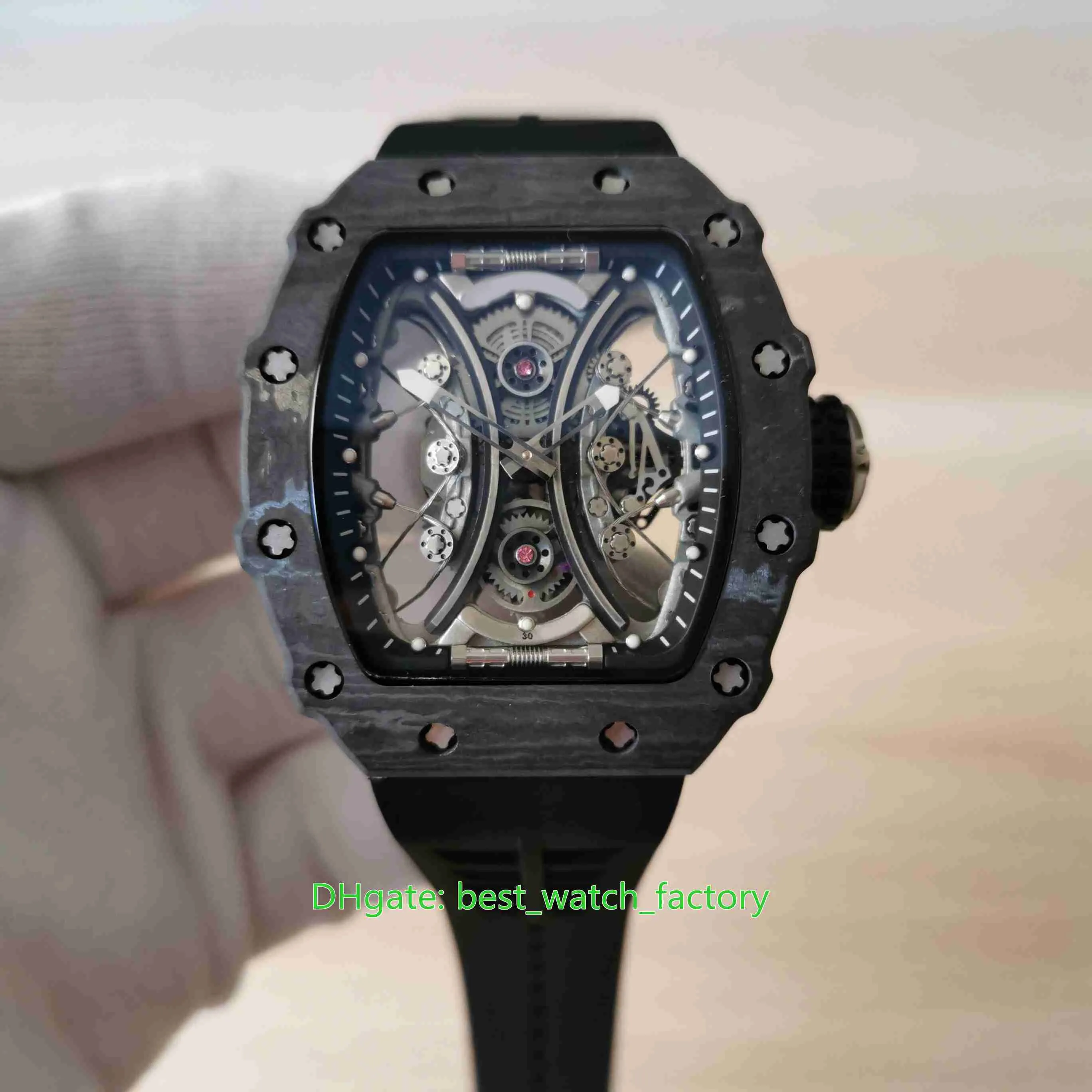 Verkauf hochwertiger Uhren 44 mm x 50 mm RM53-01 PABLO MAC DONOUGH Skeleton NTPT Carbon Fiber Transparent Mechanical Automatic 256c