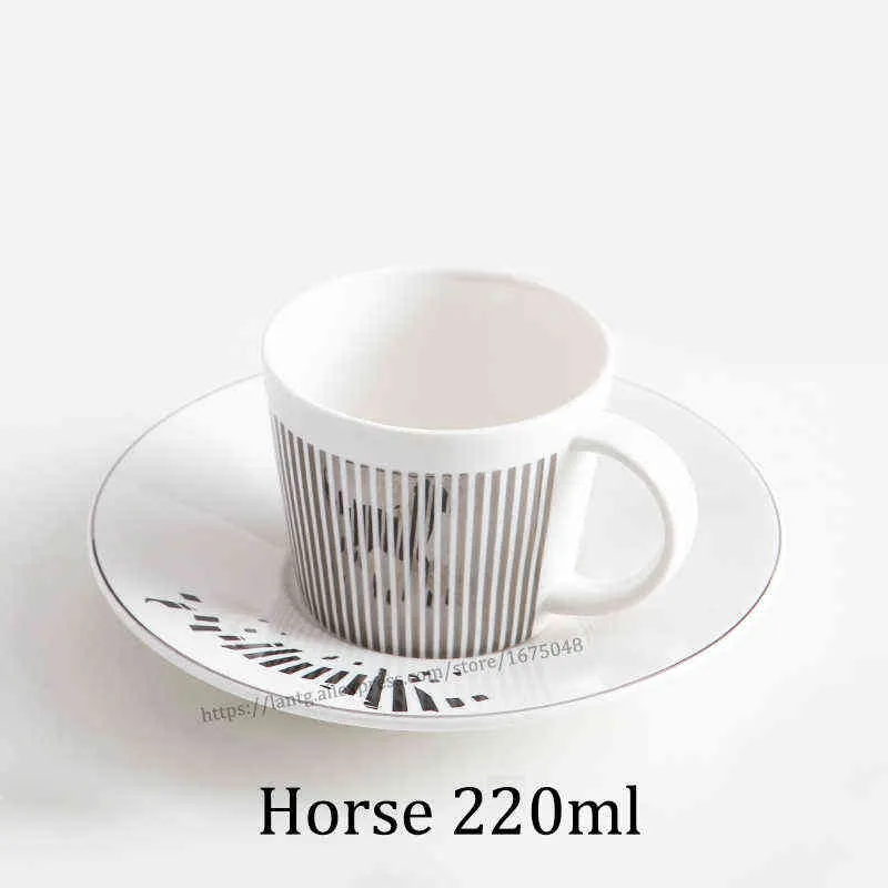 Creativo Cavallo Anamorfico Tazza Specchio Riflessione Tazza Colibrì Tazza Luycho Caffè Set da tè con sottobicchiere 90ml-220ml Y2205113006