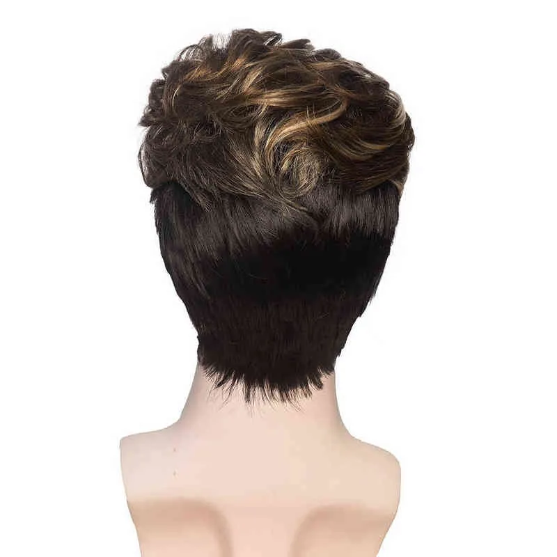 Men Hair Synthetic Guruilagu Short's Wig Smooth Natural S voor rechte mannelijke zwarte ombre grijze pixie Cut S 0527