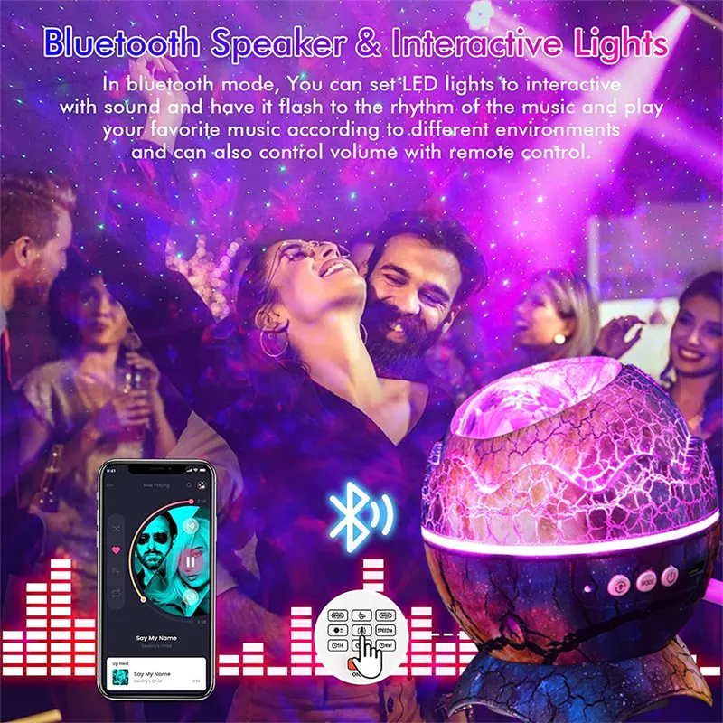 USB Star Galaxy Projector Light with Bluetooth Remote Control Night Lamp for Kids Room Skylight Party Living Gaming Room Decor204t