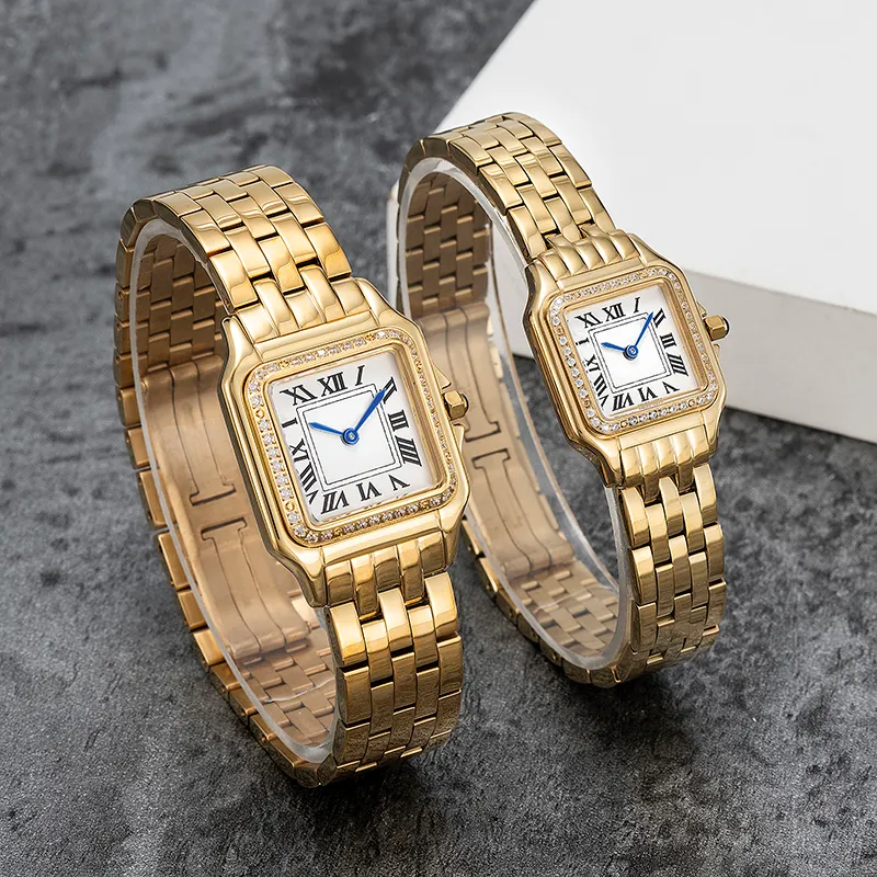 Gli orologi da coppia di moda sono realizzati in acciaio inossidabile importato di alta qualità al quarzo da donna elegante tavolo con diamanti nobili 50 metri di acqua2438