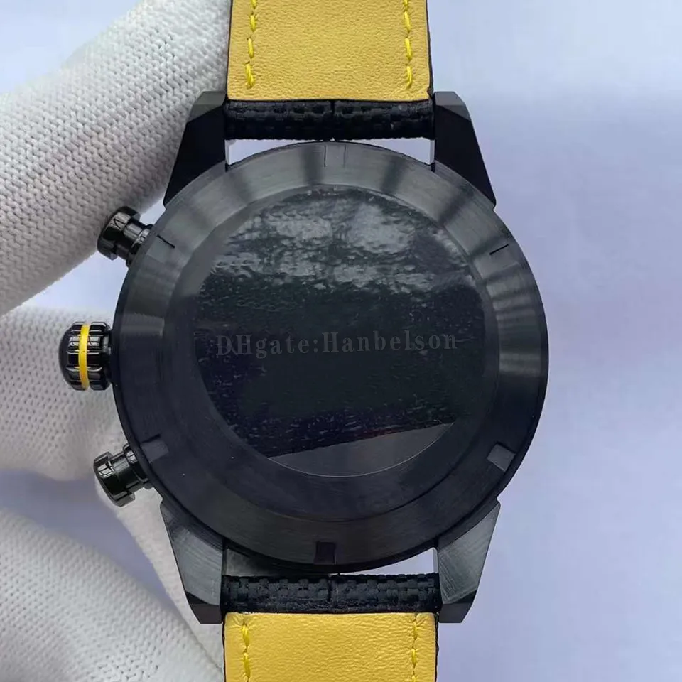 Mens Watches Sports Racing Style VK Quartz Movement Uhr Black Face Chronograph Leather Armband 44mm armbandsur hanbelson180f