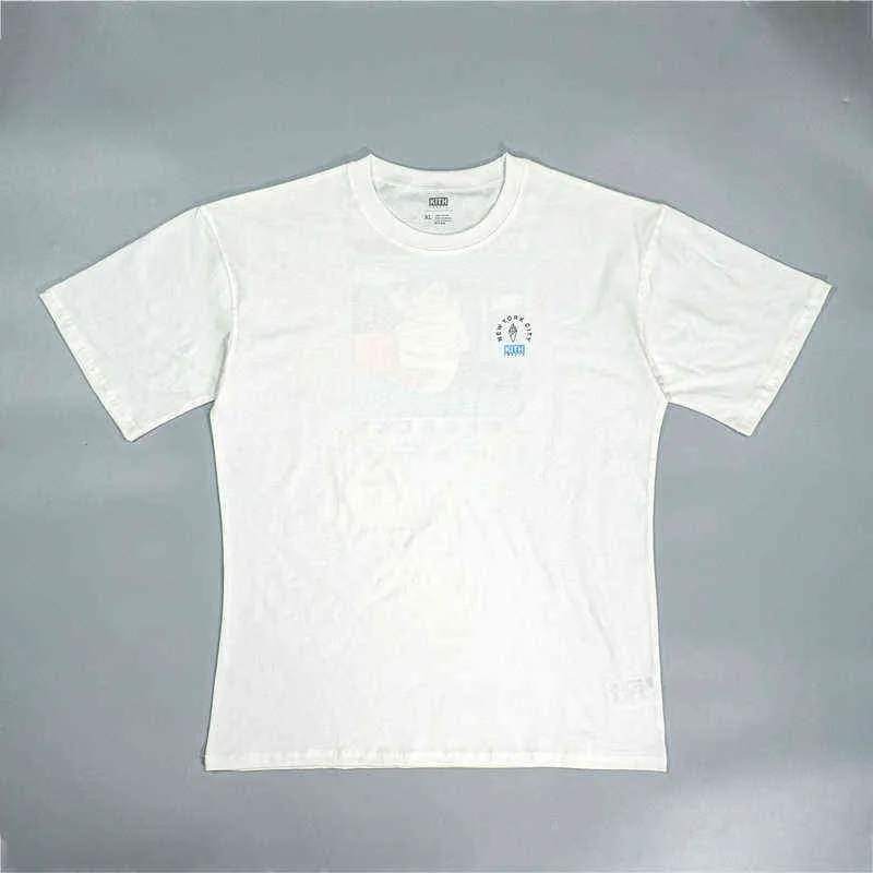 Summer Kith Limited Short Sleeve T-Shirt Paper Cup Ice Mt. Fuji Brooklyn Bridge Print Oil Paint220721