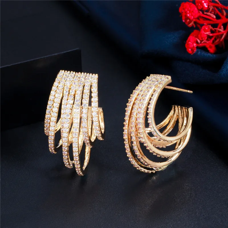 Colorful AAA Cubic Zirconia Hoop earring designer for woman Party Copper Jewelry Silver 18k Gold Plated Full CZ Earrings Valentine2924