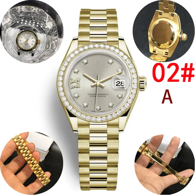 Classic Ladies Watch Luxury 26 mm Mekanisk automatisk rostfri elektrisk borrstjärna Border liten borr