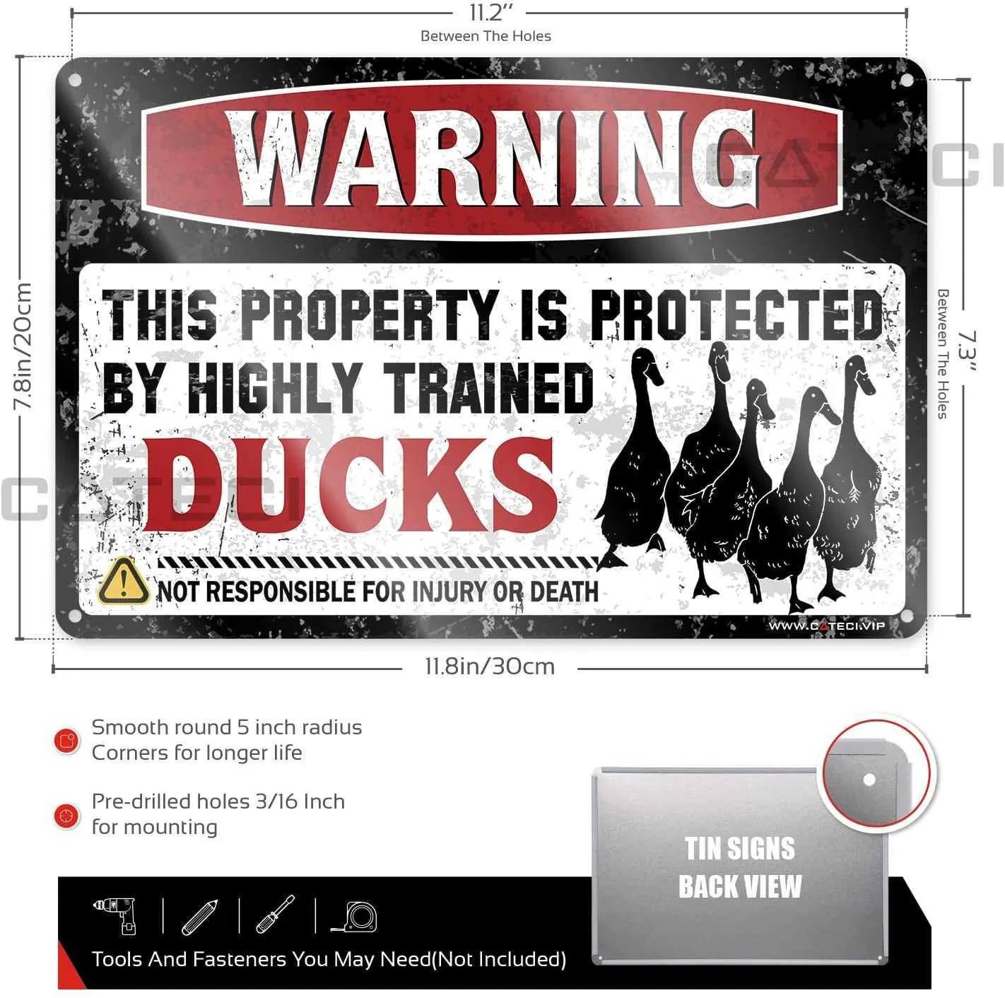 Signe de canard drôle Duck Avertissement Signe métal