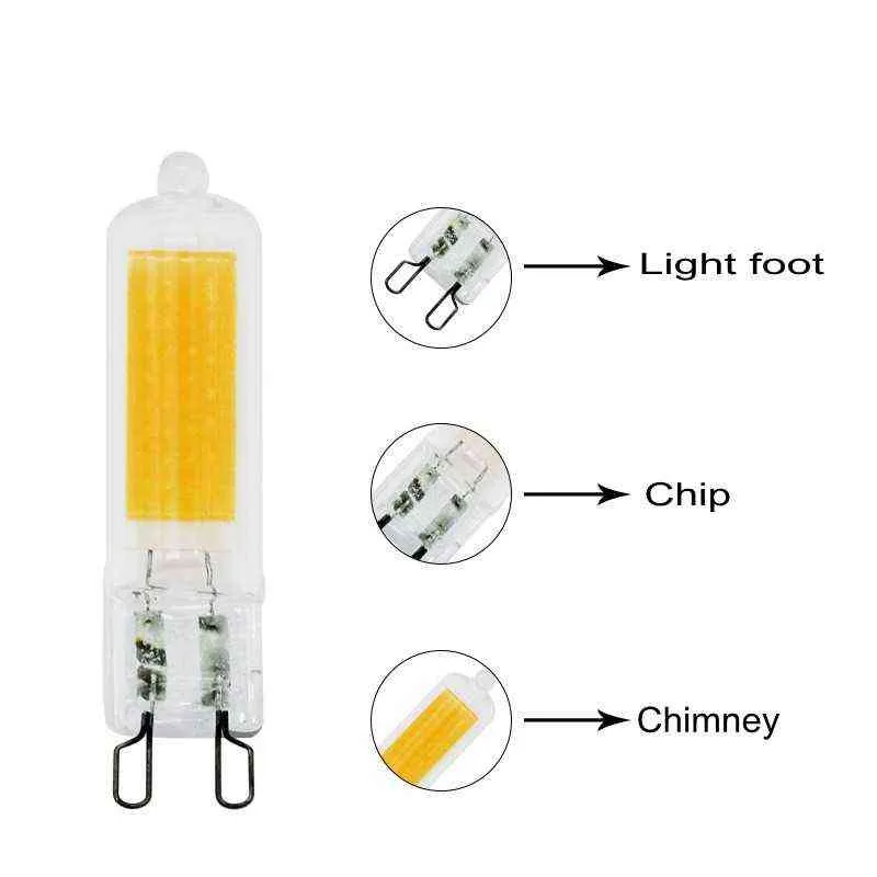 Super lumineux G9 LED ampoule 6W 9W 12W15W 220V lampe en verre puissance constante lumière LED éclairage G9 COB ampoules H220428