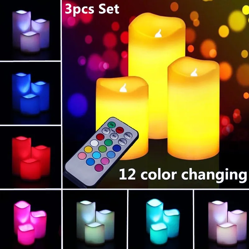 SET LED Flimeless Candle Fałszywe świece 12 Kolorowa zmiana zdalna herbata światło świece ślubne przyjęcie urodzinowe dekoracja 2205103533701