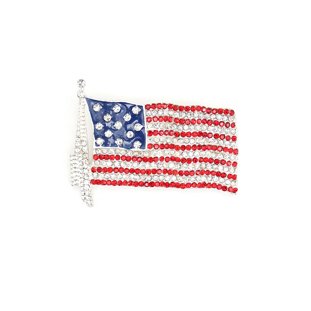 10 Stuks Veel Fashion Design Amerikaanse Vlag Broche Kristal Strass 4th Juli USA Patriottische Pins Voor Gift Decoration284c