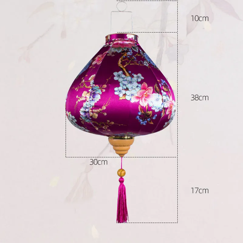 12 pouces de pivoine Floral Modèle Midautomn Lantern Vietnam Chinois Retro Silk Lanterns pour l'année de fête de fête Hanging Decor 220611