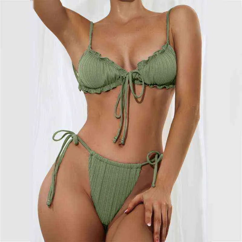 Women Bikini Slim Beachwear Sexy Small Chest Swimsuit Bathing Suit Cover Gathered Wrap Swimming Bathing Suit with Cover Ups Y220420