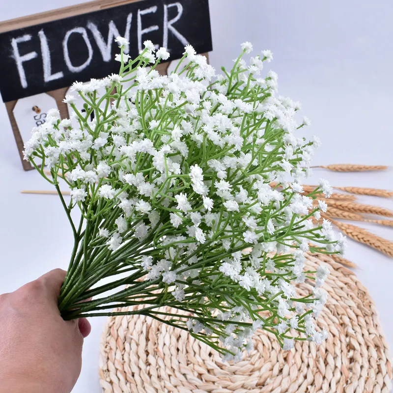 15 pièces blanc bébé souffle fleurs artificielles gypsophile en plastique pour la maison décorative bricolage mariage fête décoration fausse fleur 220815