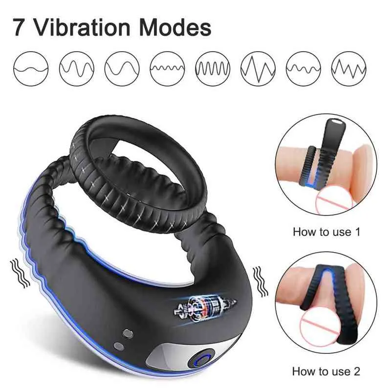 NXY vibrateurs Cock Ring sexe pénis adulte jouet pour Couple vibrant USB retard éjaculation prématurée serrure beaux hommes 0406