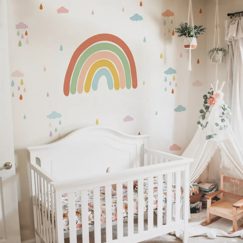 Funlife berçário Boho arco-íris decalques de parede papéis de parede adesivos de parede à prova d'água crianças sala de estar quarto crianças bebê decoração de casa 220523