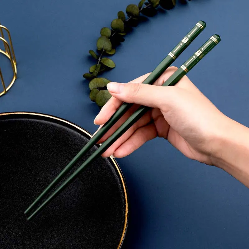 JANKNG Chiese palillos aleación antideslizante Sushi Chop Sticks Set regalo japonés reutilizable 5 pares palillos vajilla regalo cocina