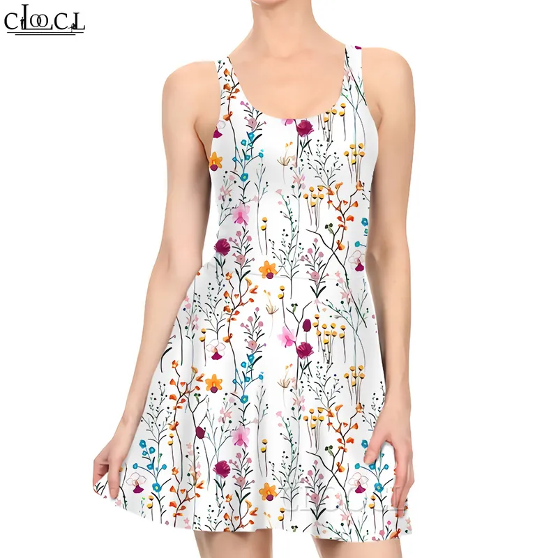 Women Dress Mystic Flower Pattern 3D Printed Mini Dress for Fashion Female Sleeveless KneeLength Dresses Vintage Style 220616