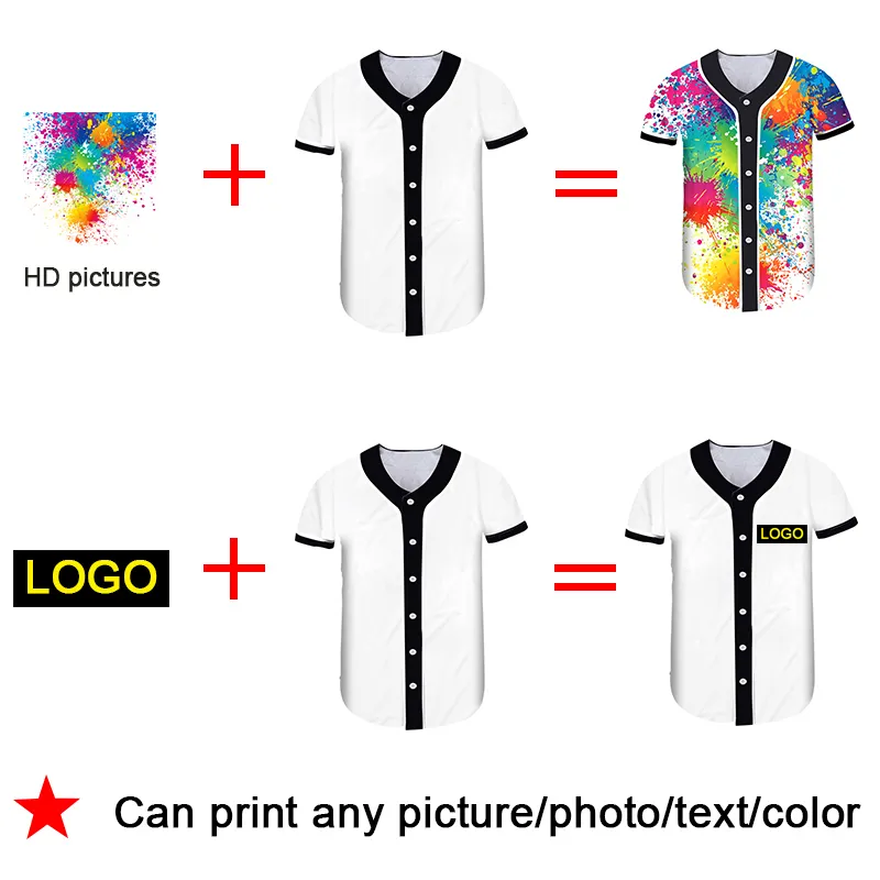 3D Custom DIY Baseball Jersey Mannen Button Shirt Casual Design Bal Uniform Shirt Training Oversized Sport Shirt Drop 220619