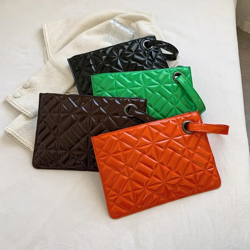 Evening Bags Women Clutch Bag PU Patent Leather Envelope Solid Color Zipper Coin Purse Party Designer HandbagsEveningEvening240F