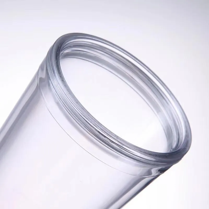 マグカップアクリル透明な二重壁タンブラー断熱プラスチックカップ冷たい飲み物を飲むマグカップはStrawsMugs232mで再利用可能