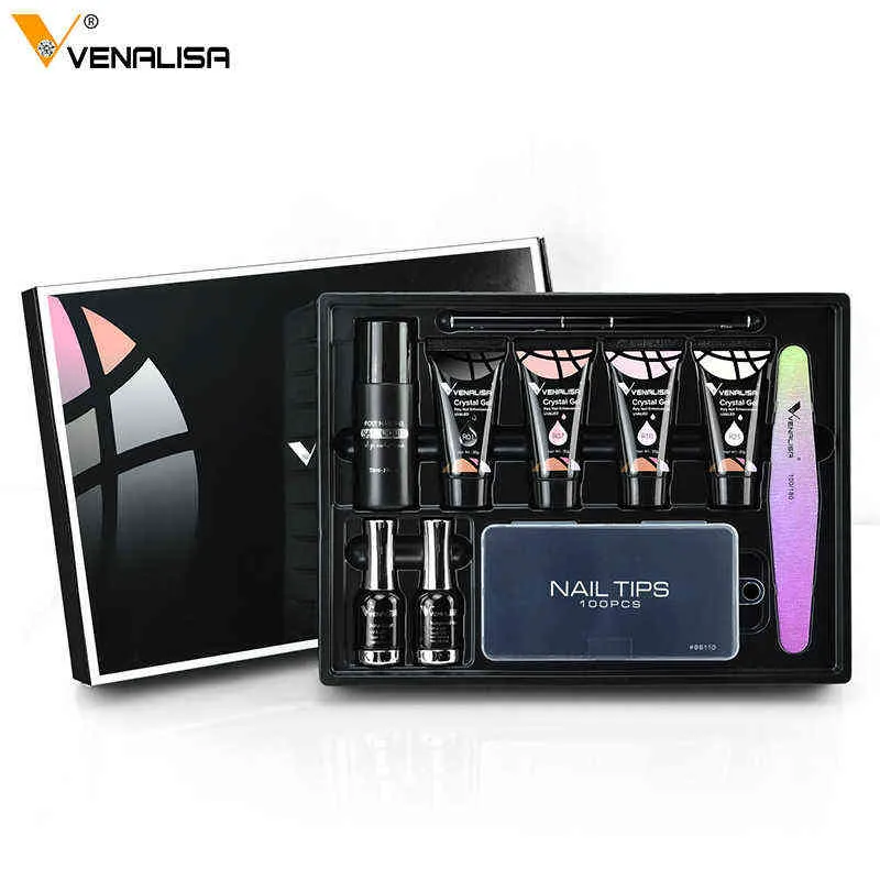 NXY Nagelgel Poly Led Uv Kit Neue professionelle Kunst 30g Manikürefeilen Transparente Spitzen Crystal Jelly 0328