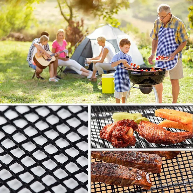 BBQ Grill Mat Reusable Kitchen Cooking Mesh Grill Mat Non-stick Teflon Grilling Mesh Mat Barbecue Liner Outdoor BBQ Accessories (15)