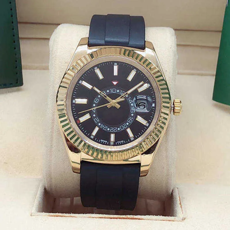 horloge heren automatisch uurwerk 42 mm mechanisch klassiek surdial klein alle werkende roterende rubberen band vouw gesp montre mode horloges designer aaa kwaliteit