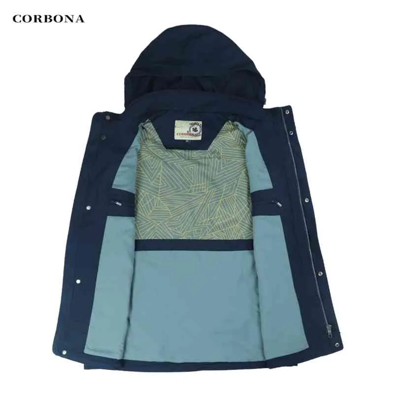 Corbona 2022 New Men Oversized Jacket Army Force Outdoor Fashion Multi Pockets Windproof Windbreaker Coat Navy Blue Green Parka