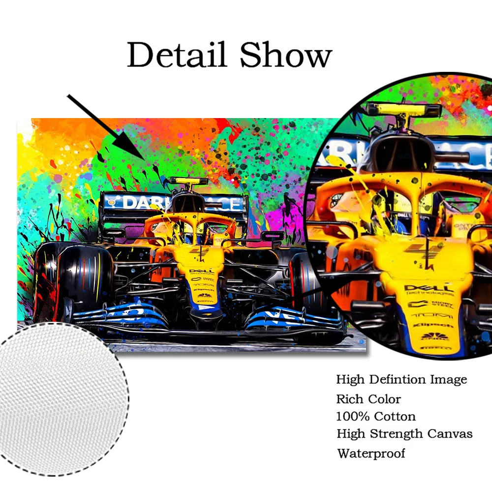 Graffiti aquarelle Racer casque affiche F1 formule un course photo HD impression peinture chambre d'enfants mur Art autocollant mural