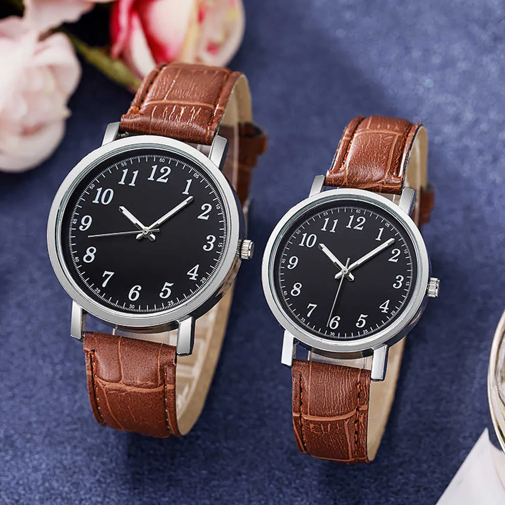 2022Men's and Women's Watch Simple Korean Casual Waterproof Female And Male Student All-match Alloy Quartz Leather Couple's