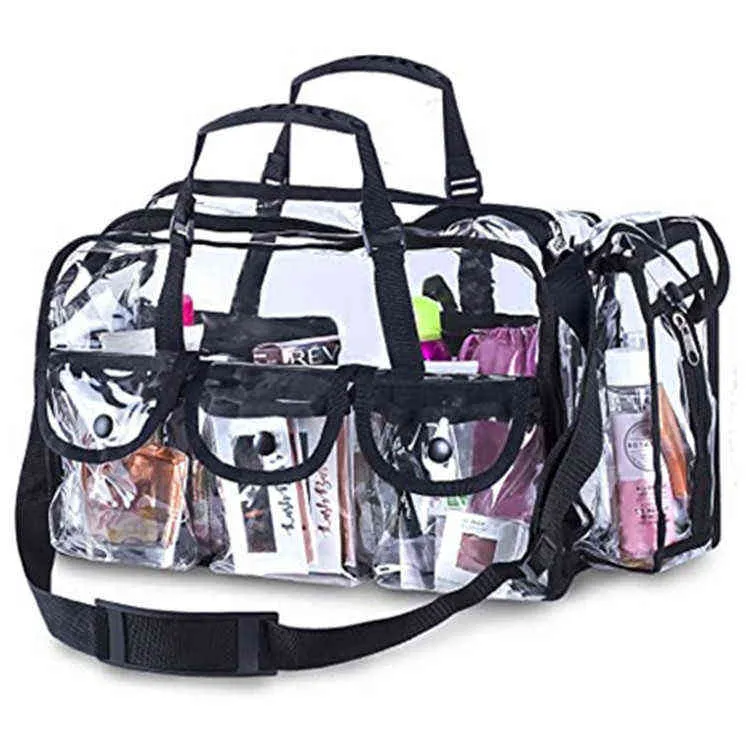 Sac de voyage transparent en PVC grand sac cosmétique avec bandoulière sac en tissu boîte de rangement cosmétique 220708
