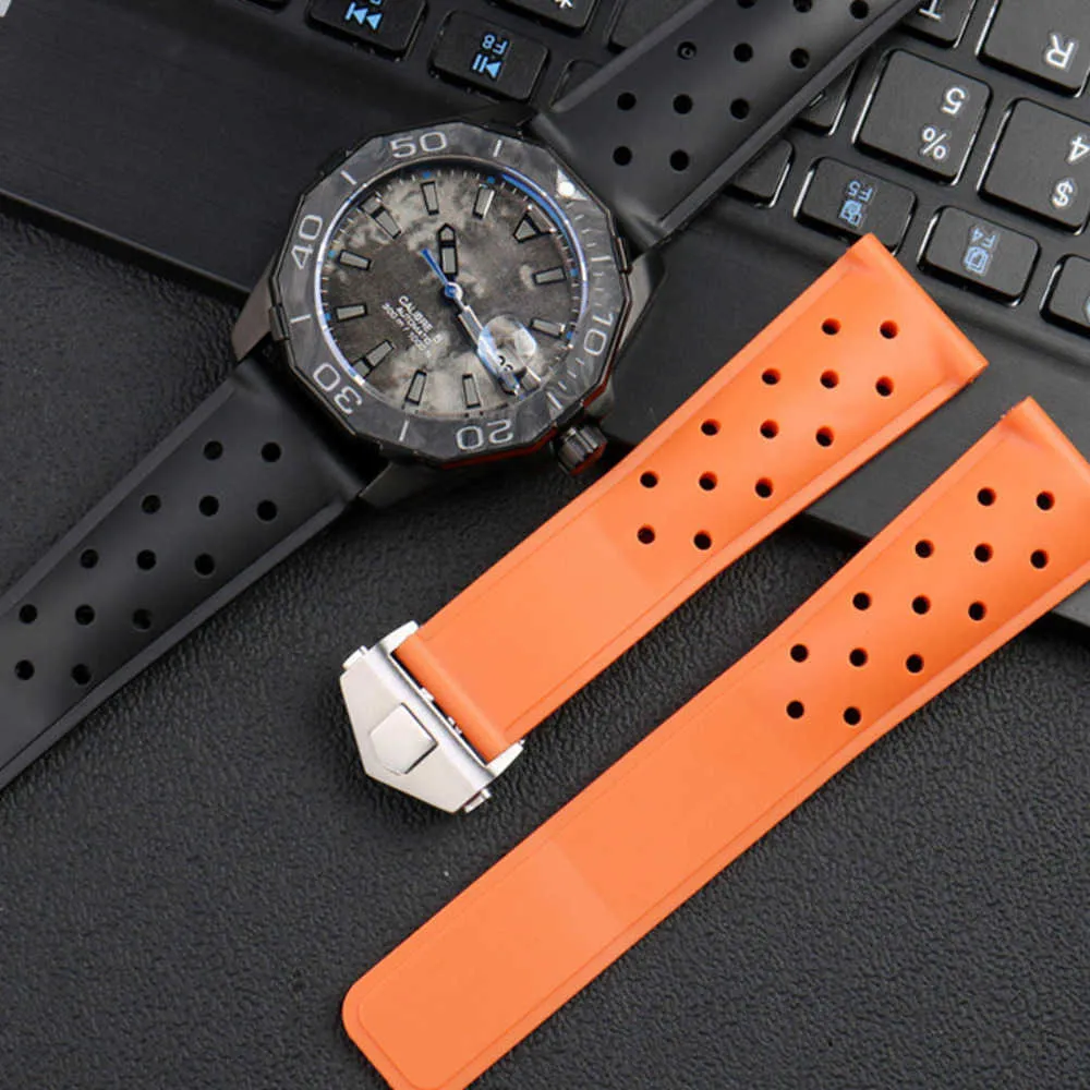 22 mm siliconen horlogeband voor TAG Heuer F1 Carlera duiken ademende rubberen band duurzame riem horlogeaccessoires